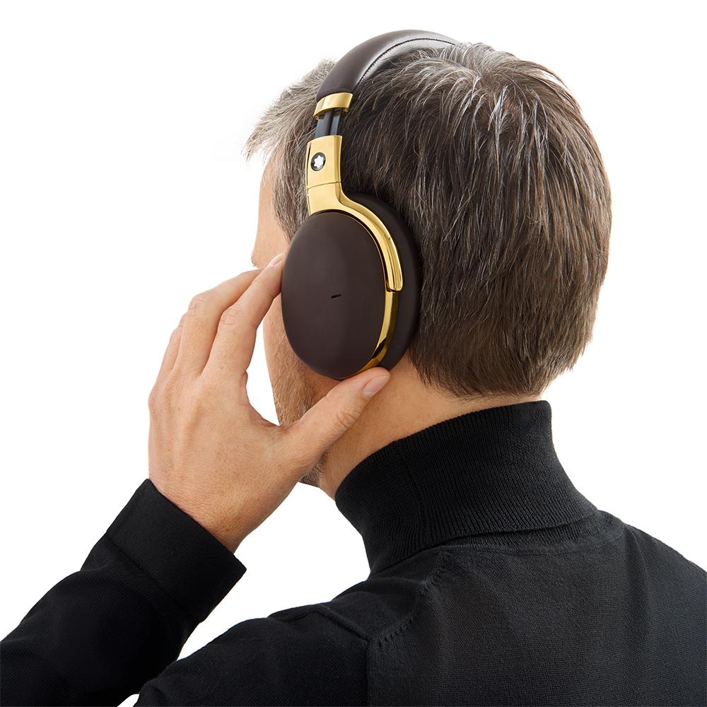 MONTBLANC </br> Smart Travel Over-Ear Headphones Brown </br> 127666
