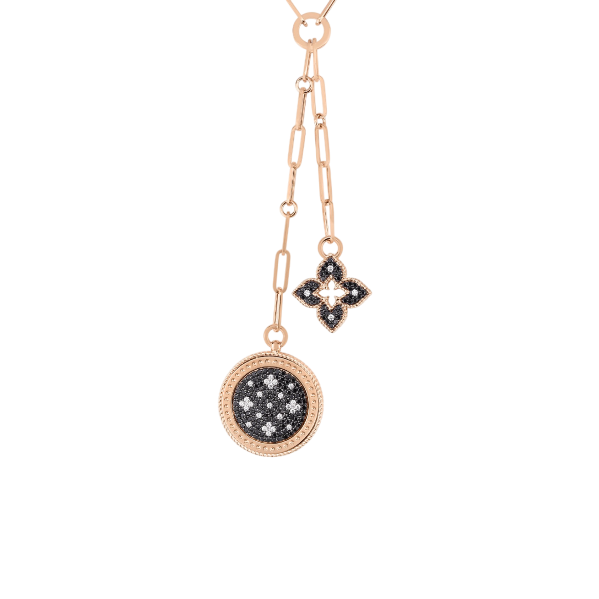 18K X NECK MEDALLION DOUBLE DIA WG