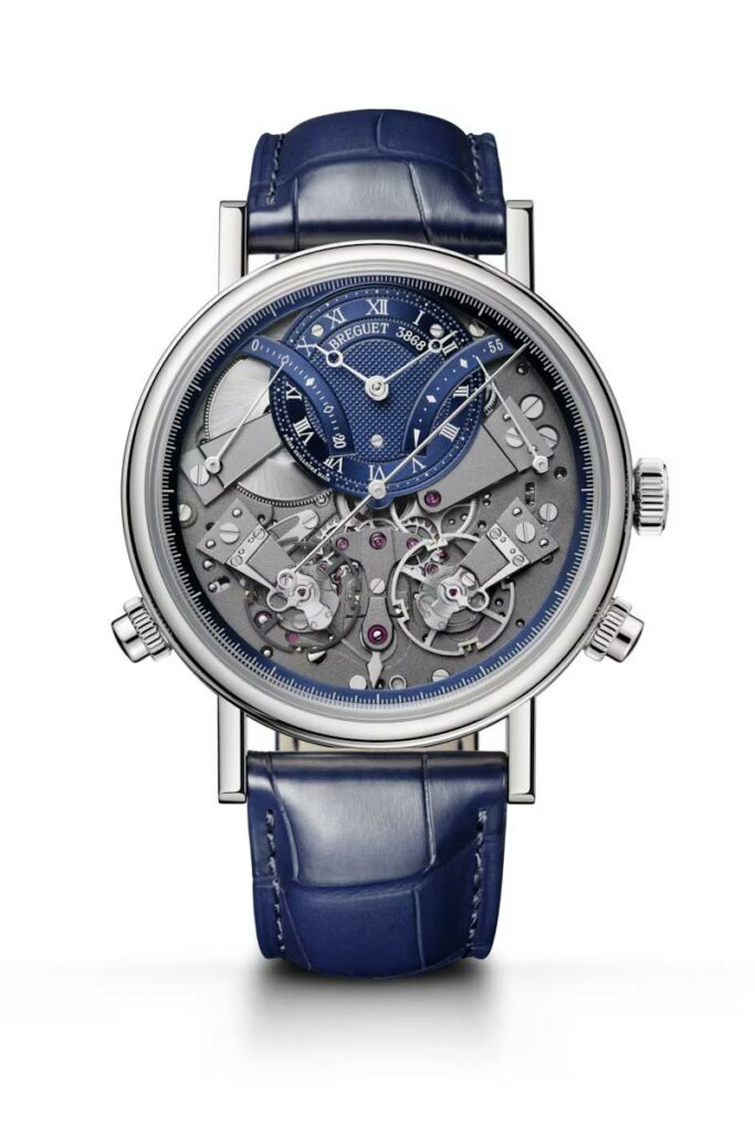 Breguet Tradition Chronographe Indépendant 7077 "se viste de traje y corbata azul"