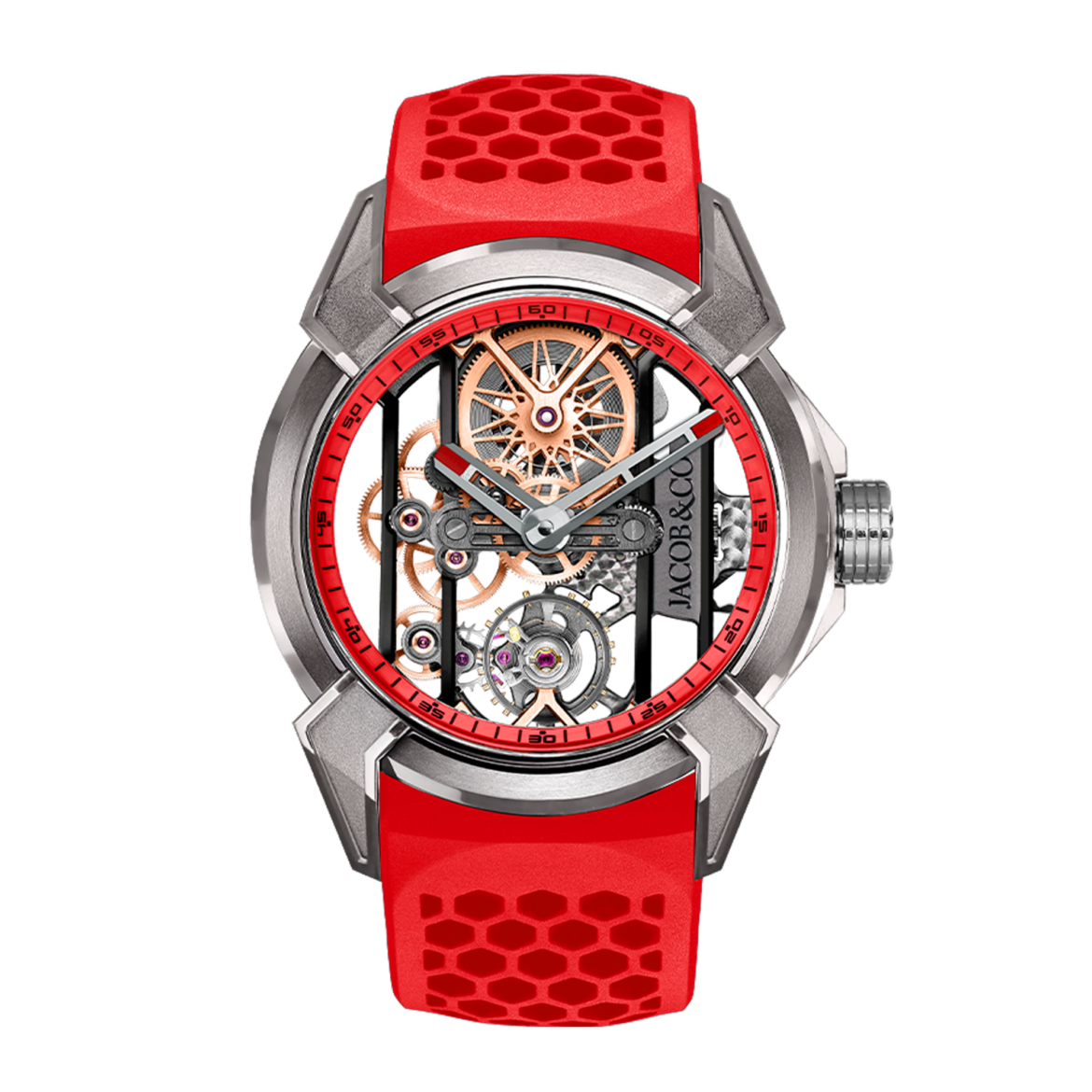 EPIC X SKELETON TITANIUM RED INNER RING 44MM