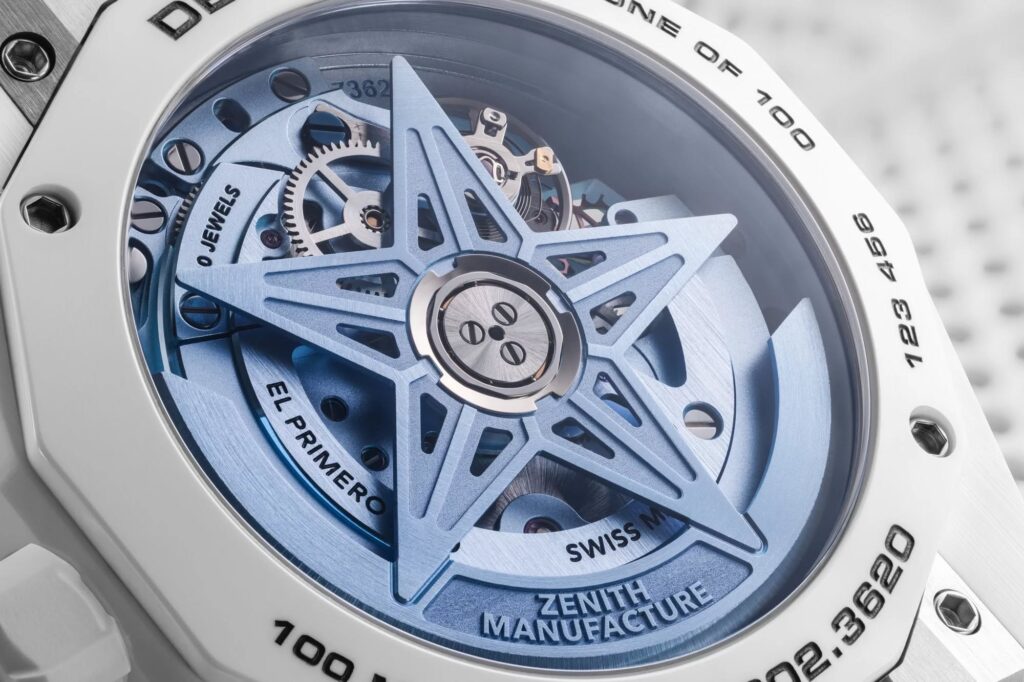 Zenith y Time + Tide presentan su tercera edición limitada "Surfer" con el Defy Skyline Skeleton White Surfer Ceramic