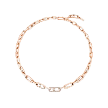 Collar de diamantes en oro rosa Move Link