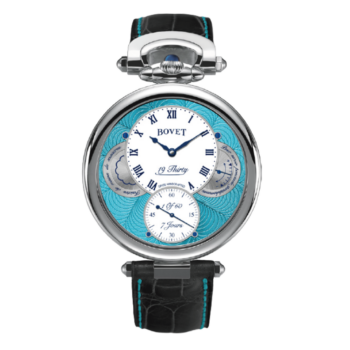 19 Thirty White Lacquer & Turquoise Guilloché Dials, Stainless Steel