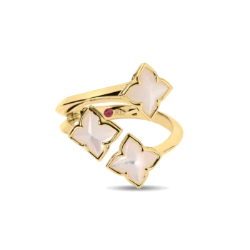 Venetian Princess three Carnival flowers ring, yellow gold
