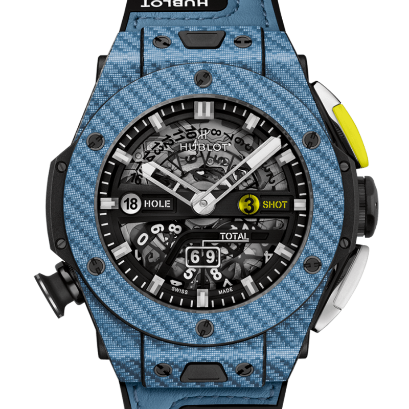 Big-Bang-Unico-Golf-Sky-Blue-Carbon-45-mm-soldier-shot